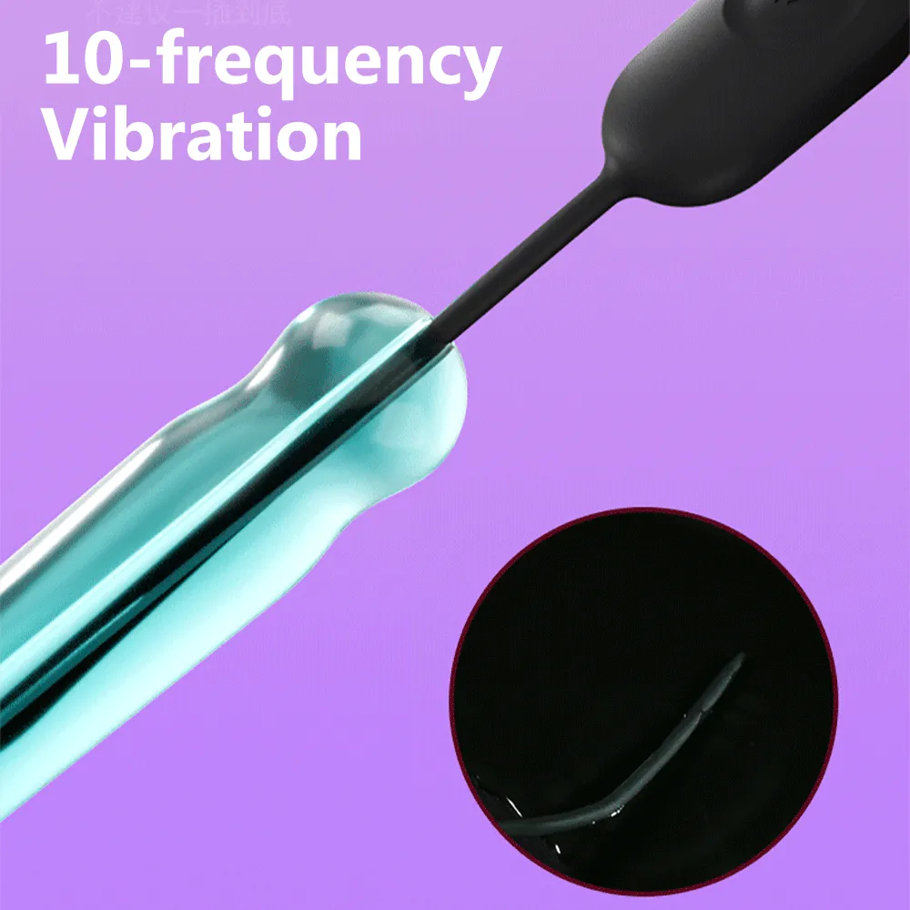 10 Vibrating Urethral Sounding Vibrator Penis Plug Adult Sex Toy