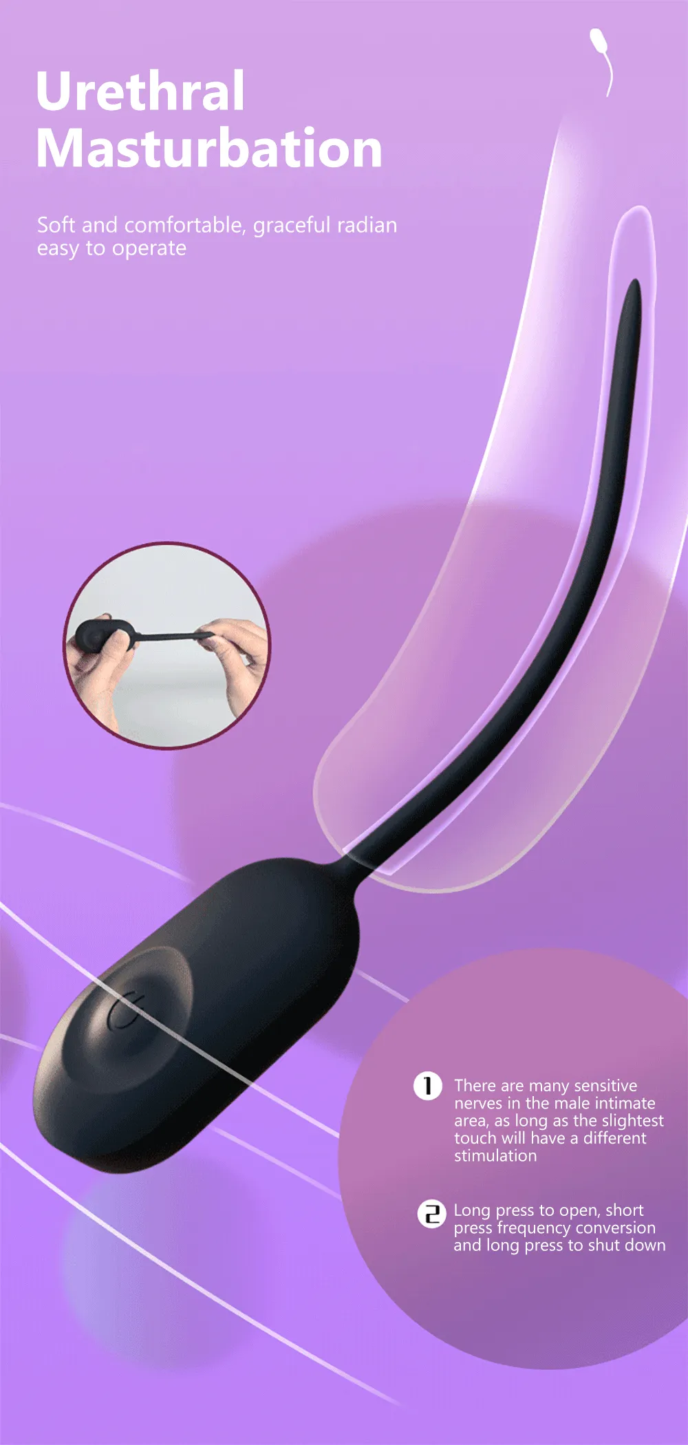 10 Vibrating Urethral Sounding Vibrator Penis Plug Adult Sex Toy