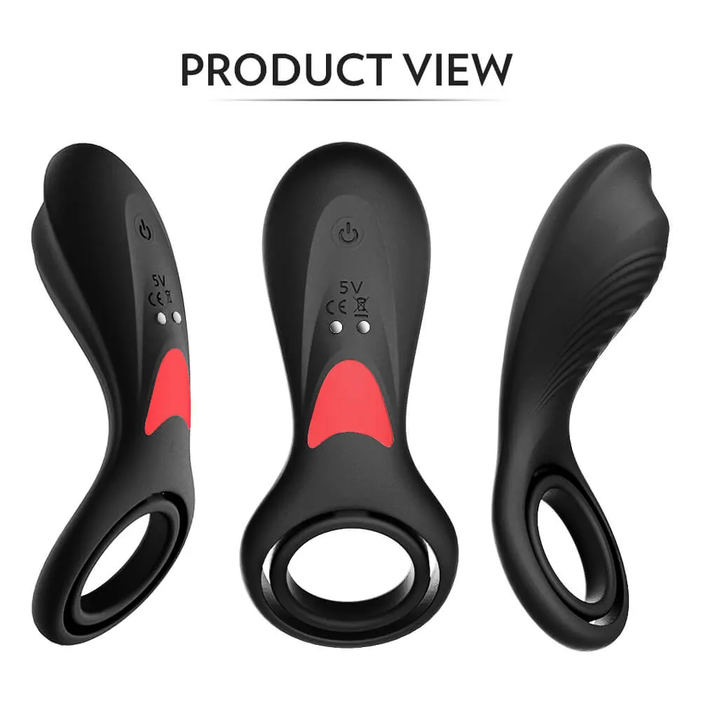 3in1 Double Loops Multiple Vibrating Cock Ring Handheld Massager