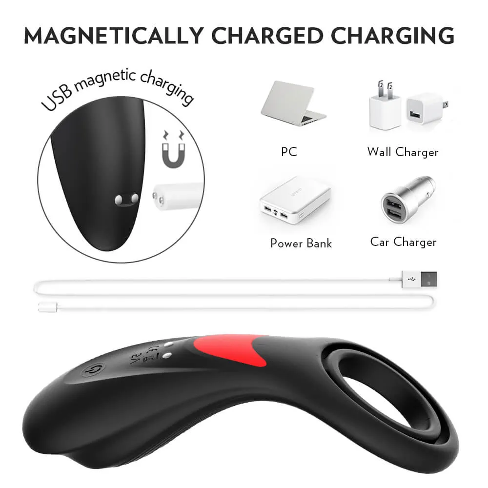 3in1 Double Loops Multiple Vibrating Cock Ring Handheld Massager