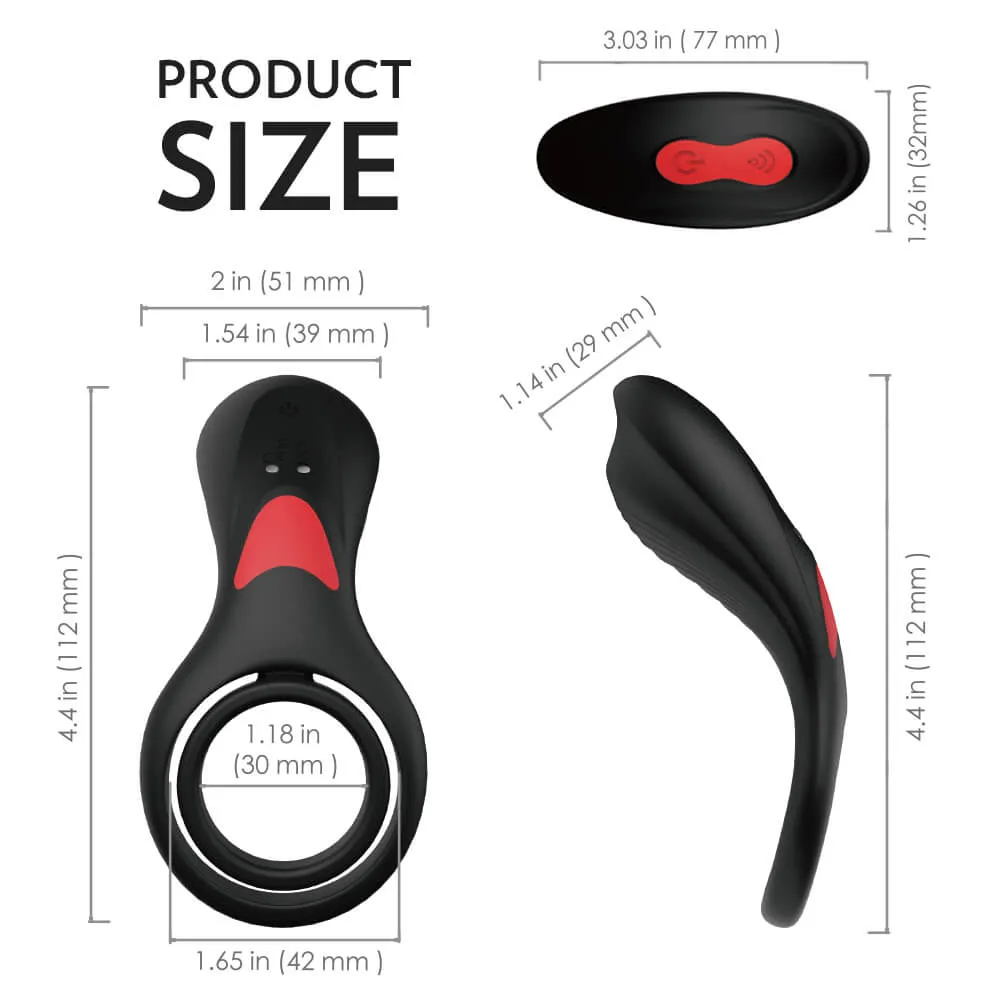 3in1 Double Loops Multiple Vibrating Cock Ring Handheld Massager