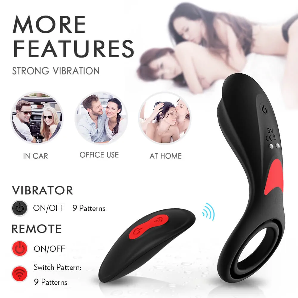 3in1 Double Loops Multiple Vibrating Cock Ring Handheld Massager