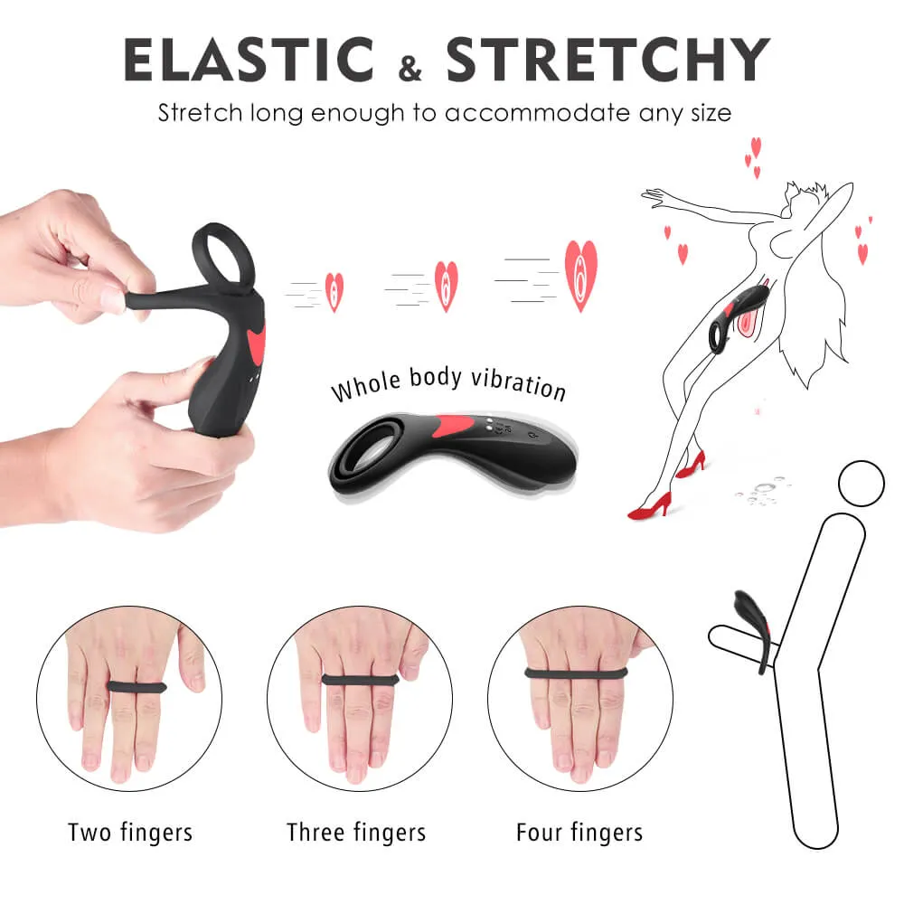 3in1 Double Loops Multiple Vibrating Cock Ring Handheld Massager