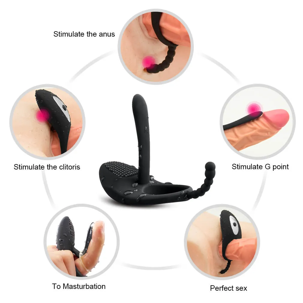 7 Kinds Vibrating Modes Penis Ring Anus Pussy Vibrator Toy For Men
