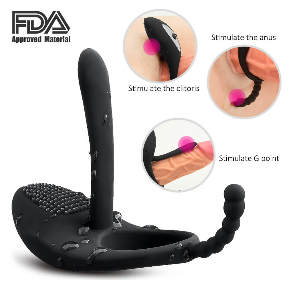 7 Kinds Vibrating Modes Penis Ring Anus Pussy Vibrator Toy For Men