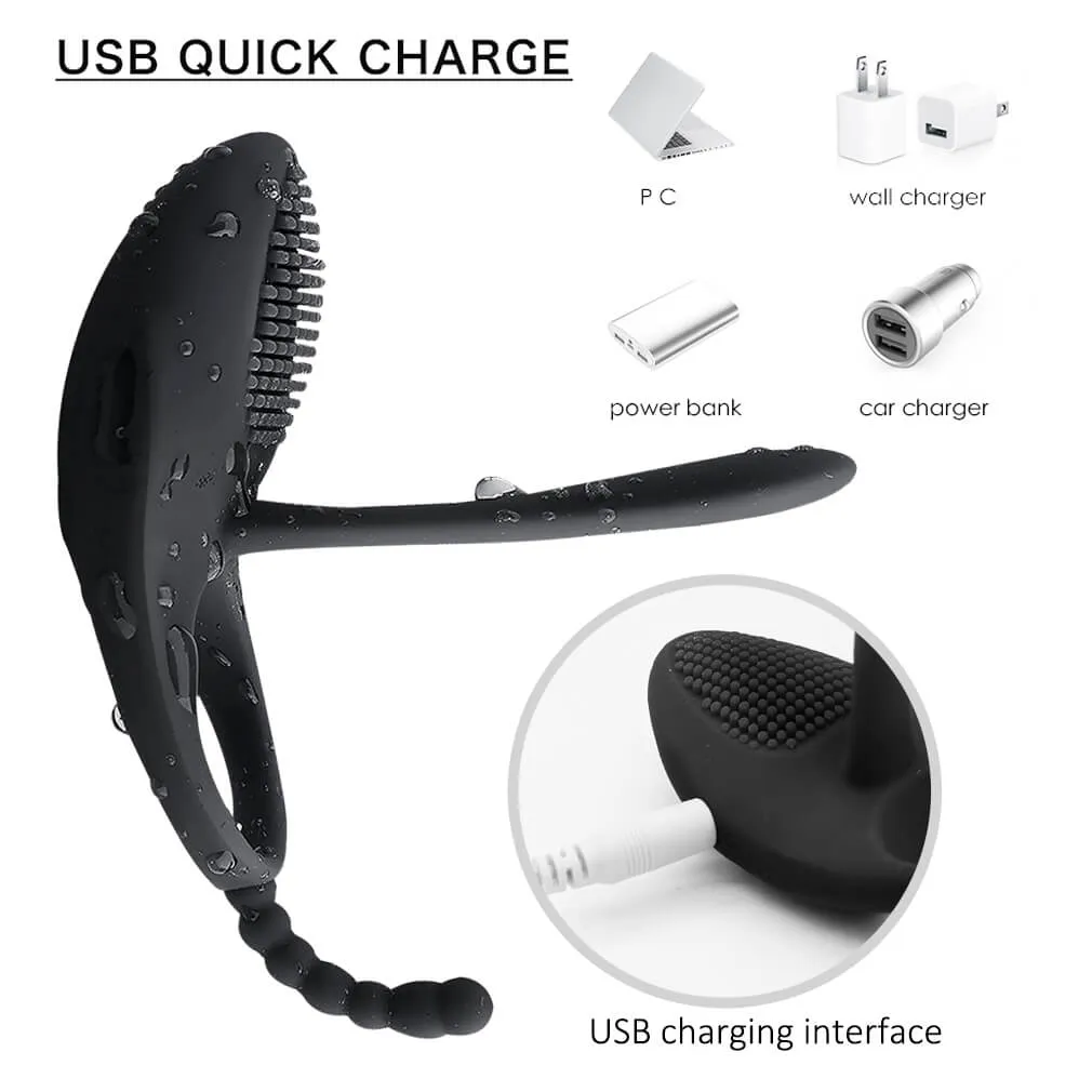 7 Kinds Vibrating Modes Penis Ring Anus Pussy Vibrator Toy For Men