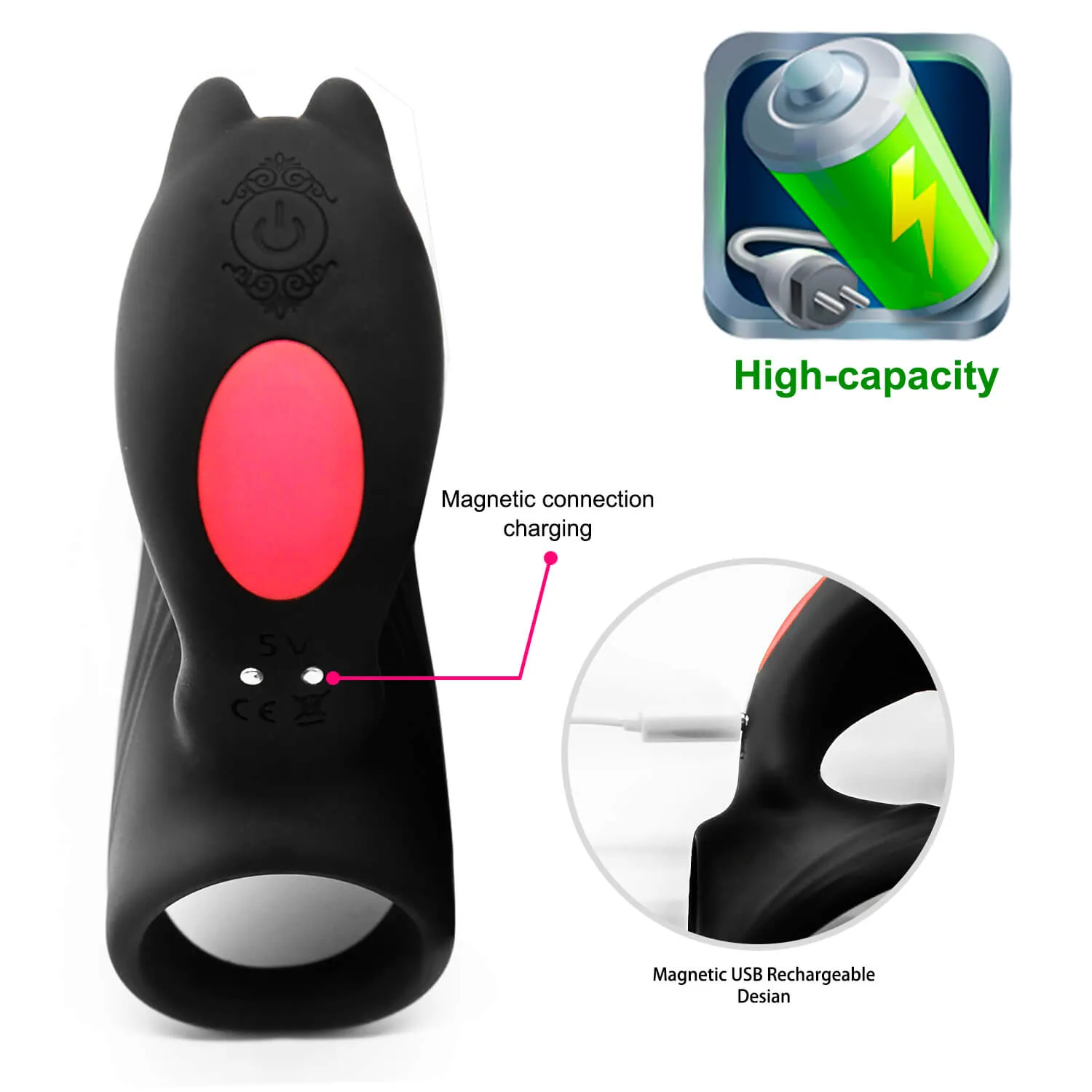 9 Vibration Modes Dual Loops Cock Ring Portable Electric Massage Toy