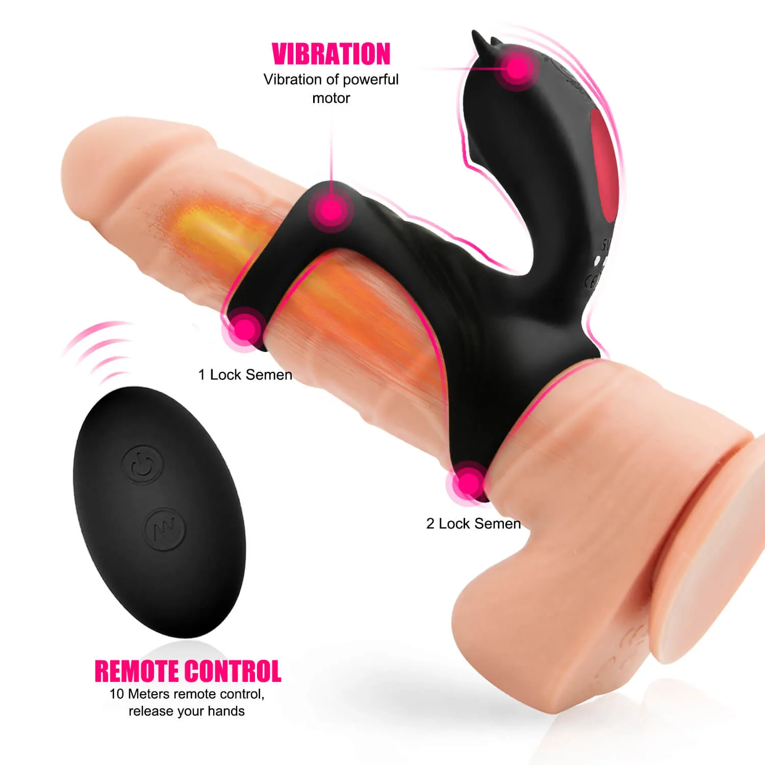 9 Vibration Modes Dual Loops Cock Ring Portable Electric Massage Toy