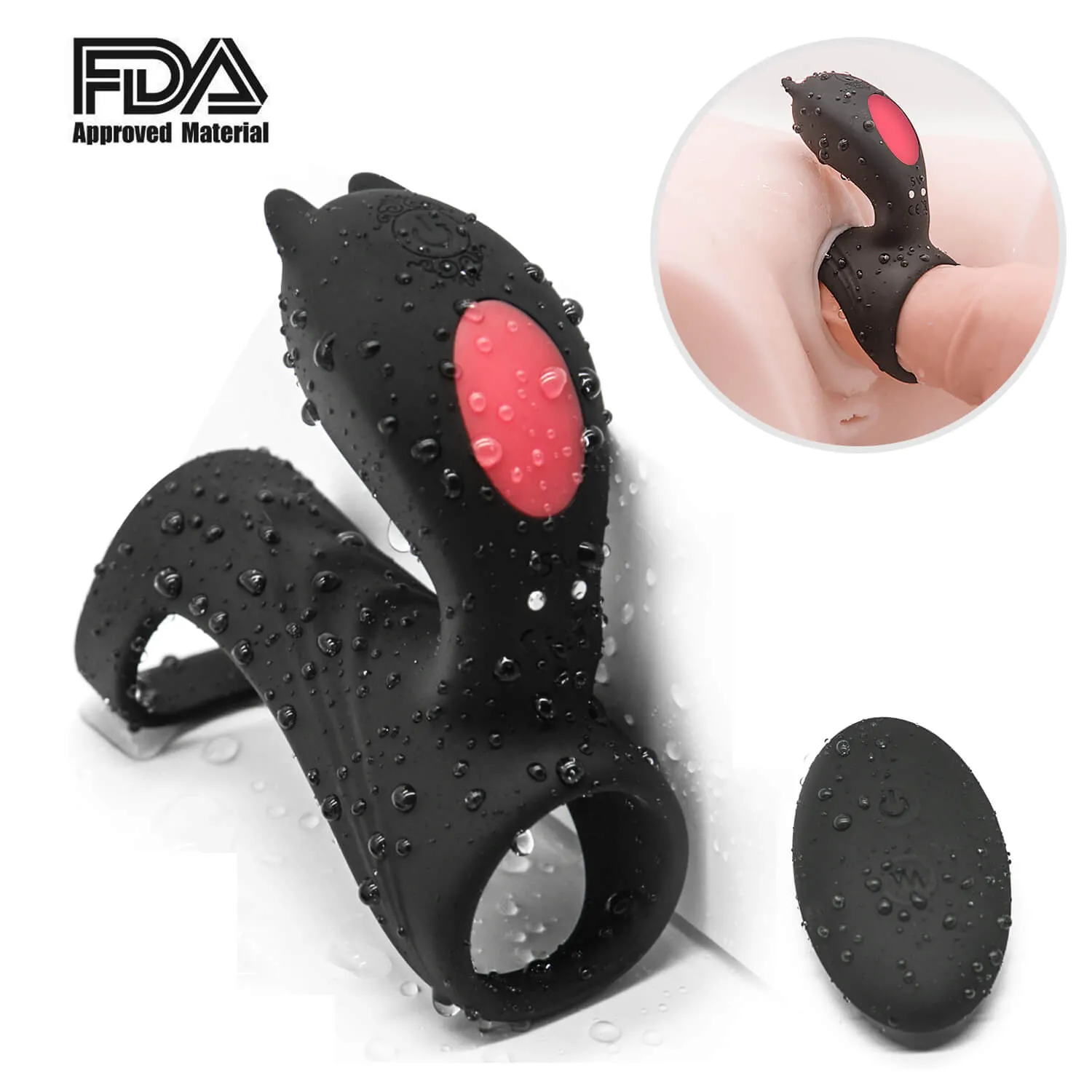 9 Vibration Modes Dual Loops Cock Ring Portable Electric Massage Toy
