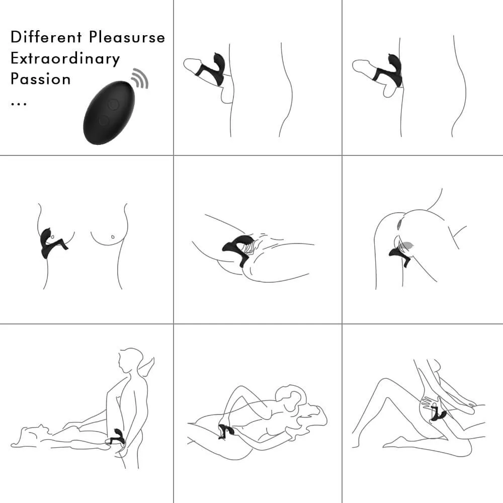 9 Vibration Modes Dual Loops Cock Ring Portable Electric Massage Toy