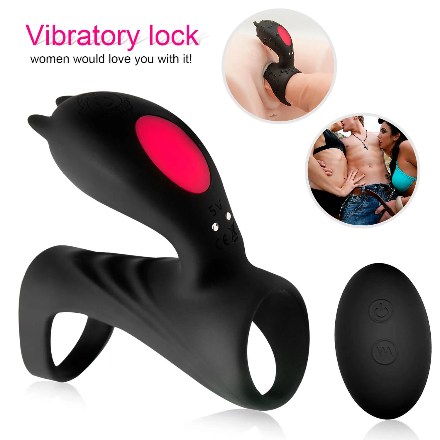 9 Vibration Modes Dual Loops Cock Ring Portable Electric Massage Toy