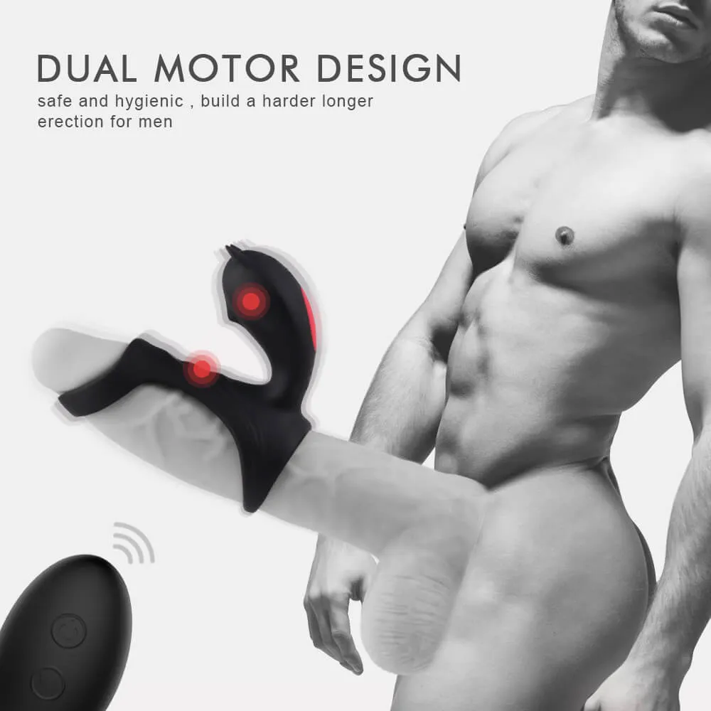 9 Vibration Modes Dual Loops Cock Ring Portable Electric Massage Toy