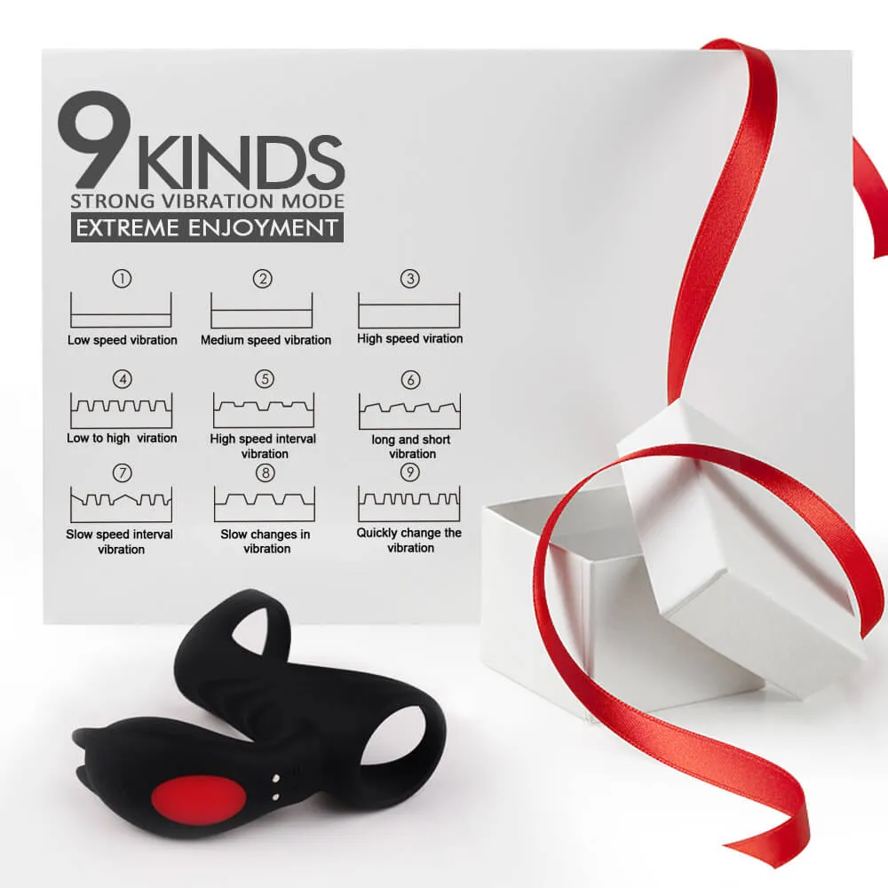 9 Vibration Modes Dual Loops Cock Ring Portable Electric Massage Toy