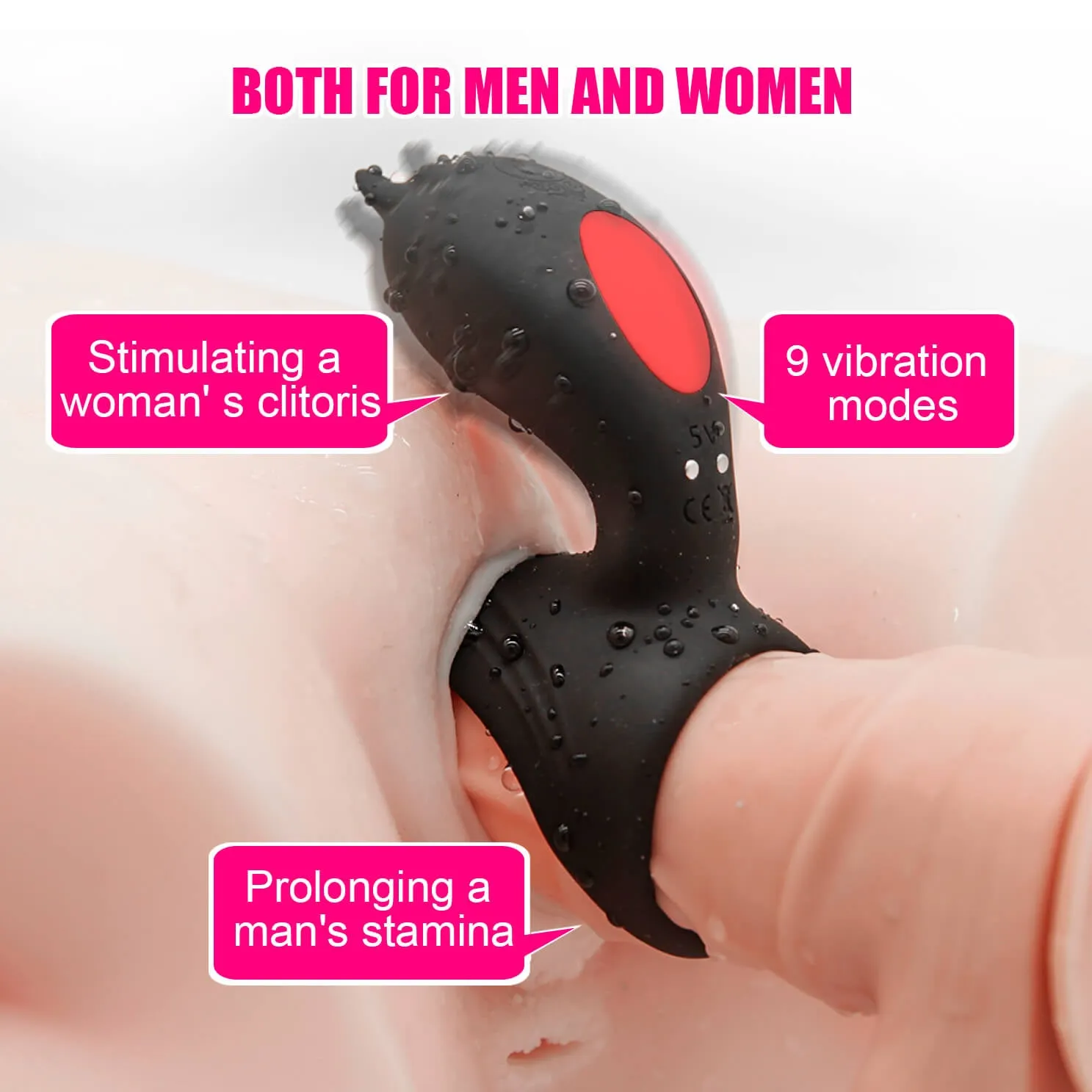 9 Vibration Modes Dual Loops Cock Ring Portable Electric Massage Toy