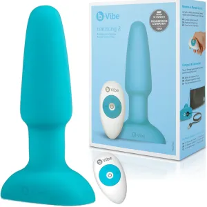 B-Vibe Rimming Plug 2 Teal Vibrating Silicone Anal Remote Control Sex Toy