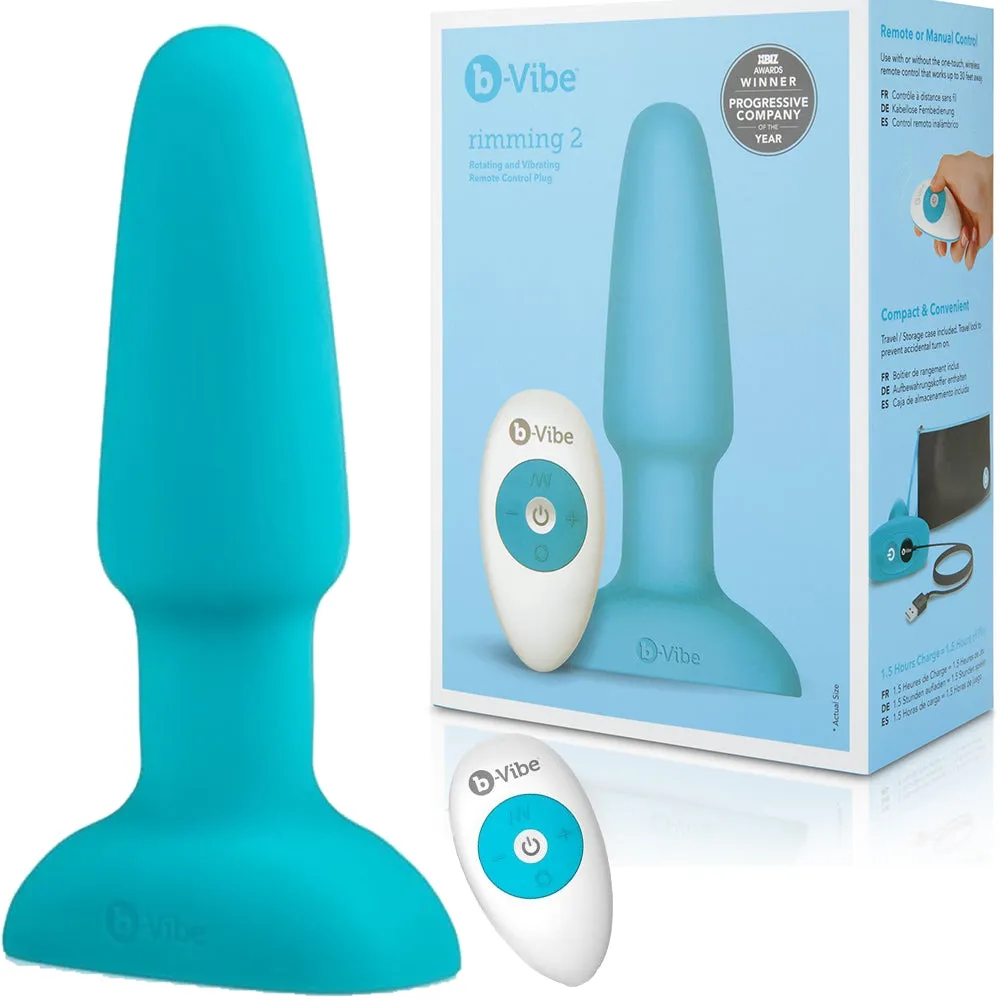 B-Vibe Rimming Plug 2 Teal Vibrating Silicone Anal Remote Control Sex Toy