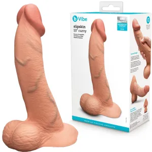 B-Vibe Slipskin Realistic Silicone Dildo-10 Curved Mocha