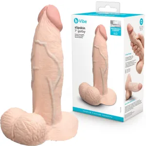 B-Vibe Slipskin Realistic Silicone Dildo- 7 Girthy Cream