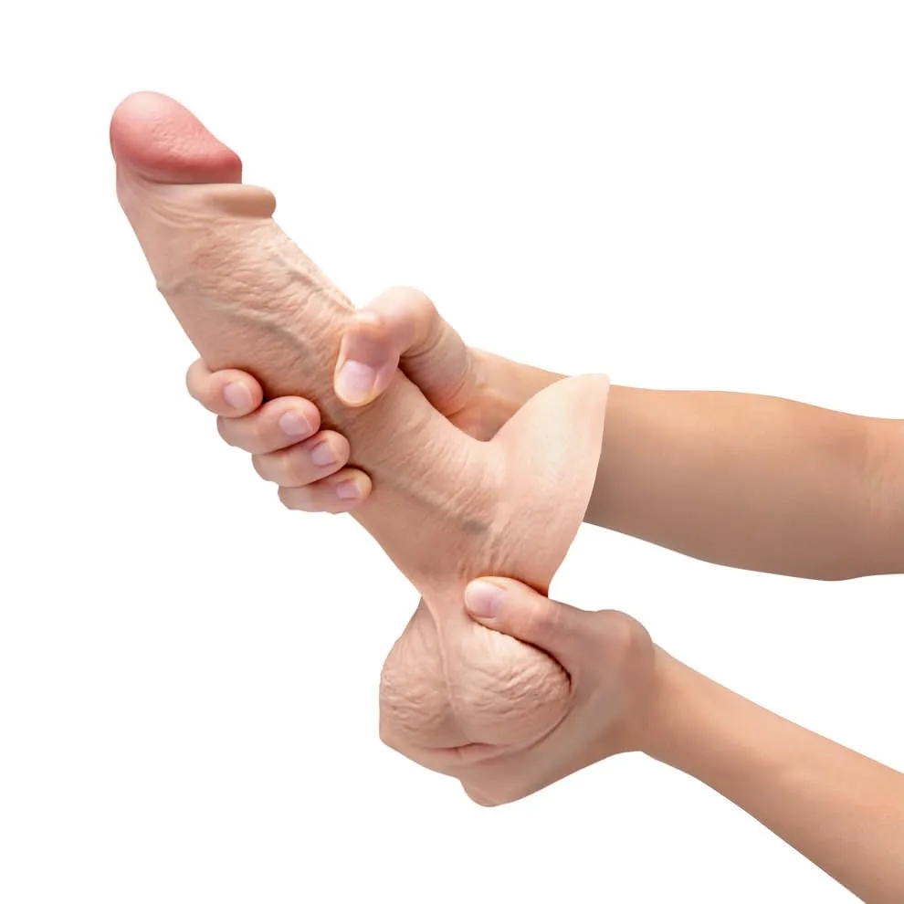 B-Vibe Slipskin Realistic Silicone Dildo- 8 Girthy Cream