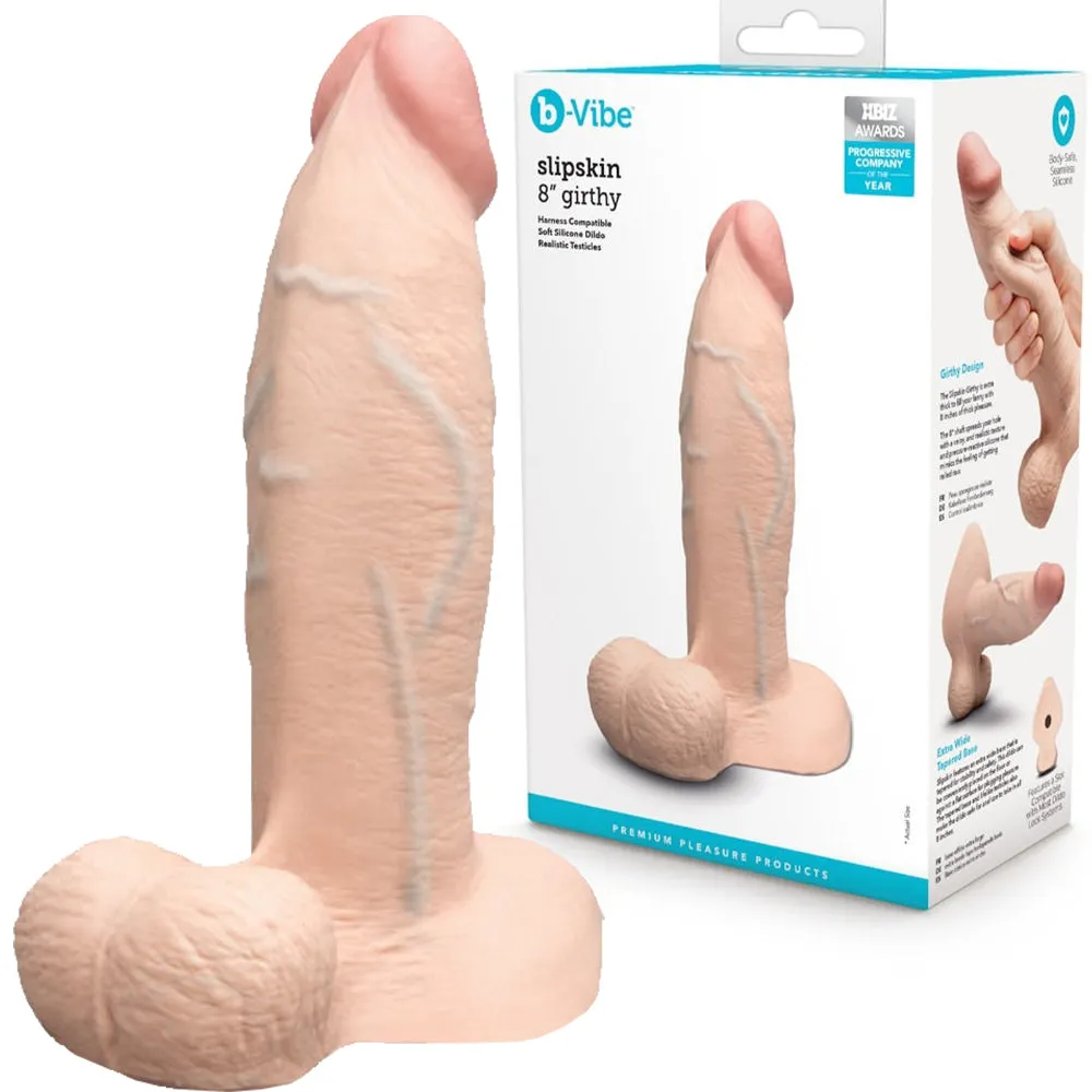 B-Vibe Slipskin Realistic Silicone Dildo- 8 Girthy Cream