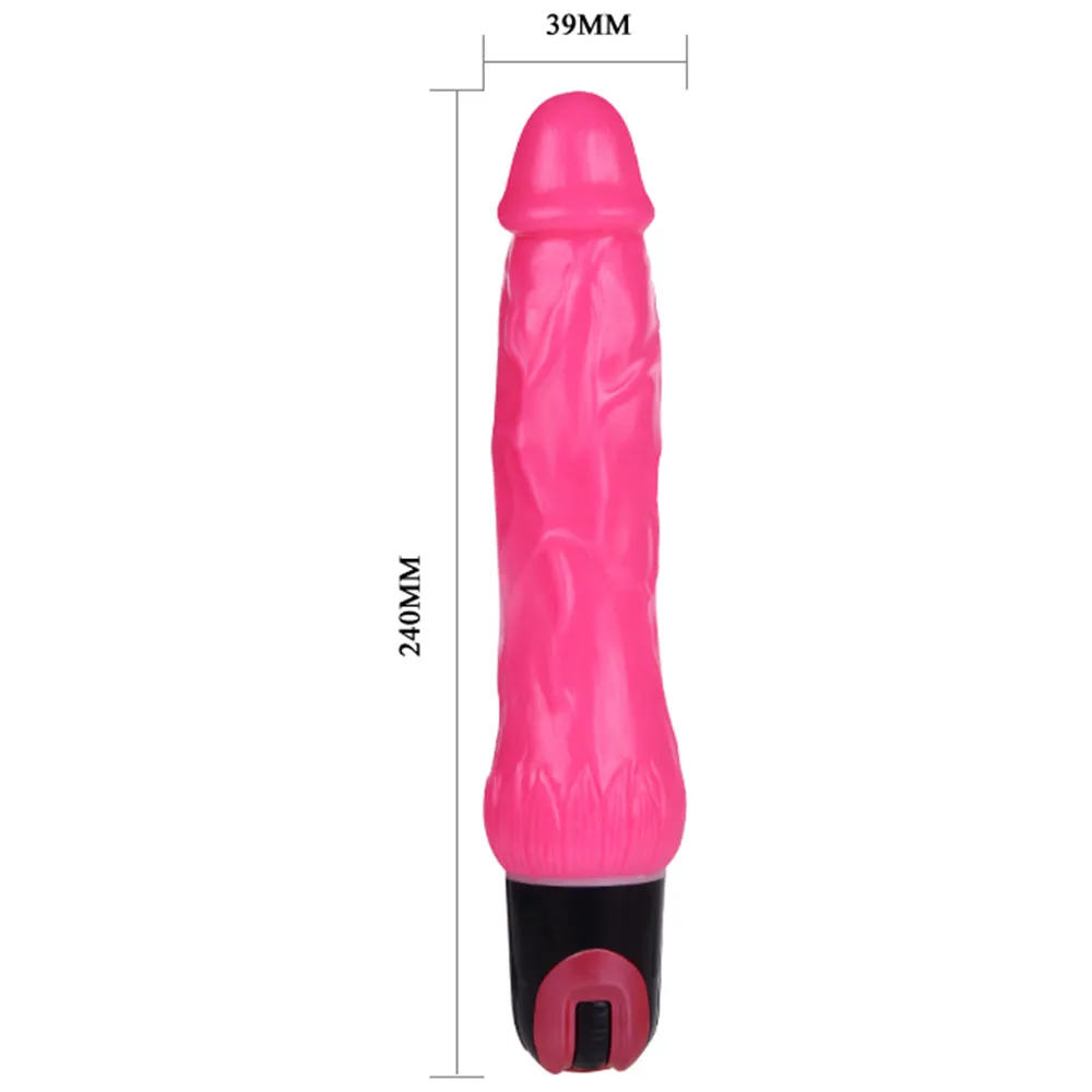 Baile 24cm Realistic Vibrating Dildo Flexible Firm Dong Vibrator Sex Toy