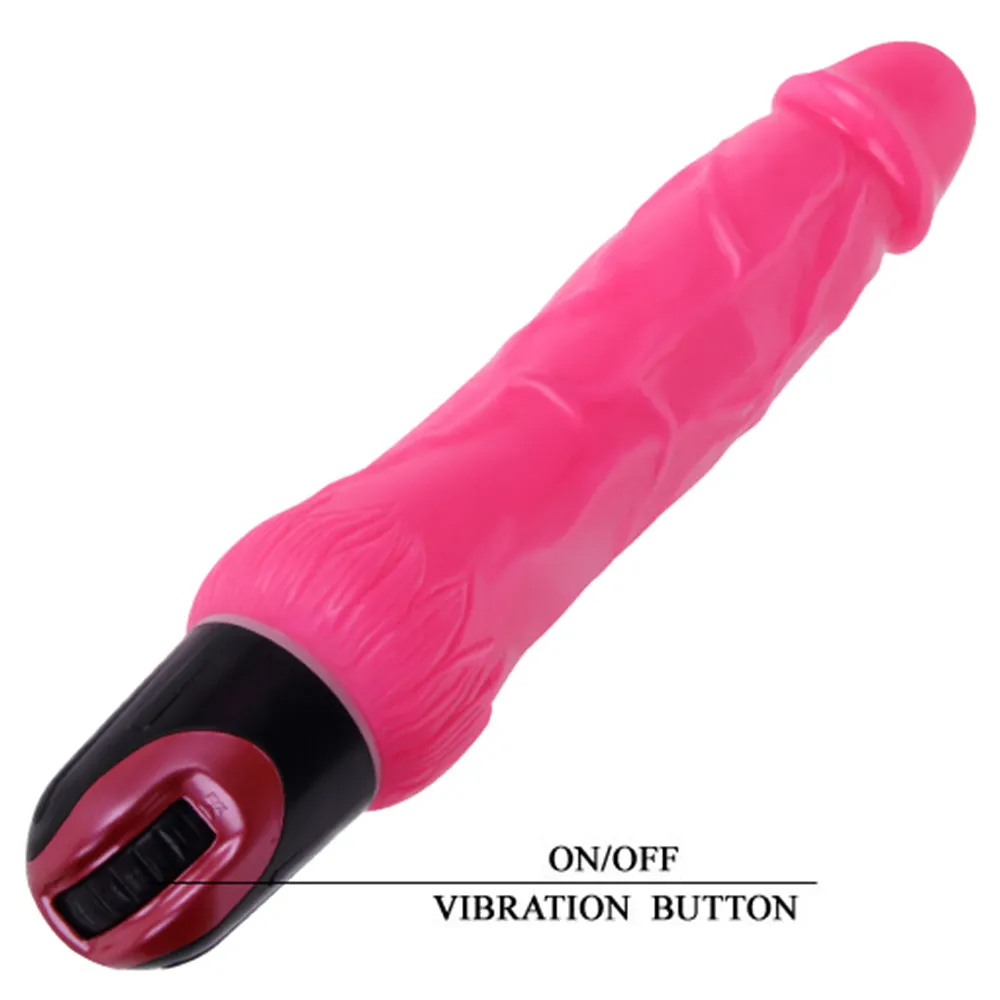 Baile 24cm Realistic Vibrating Dildo Flexible Firm Dong Vibrator Sex Toy