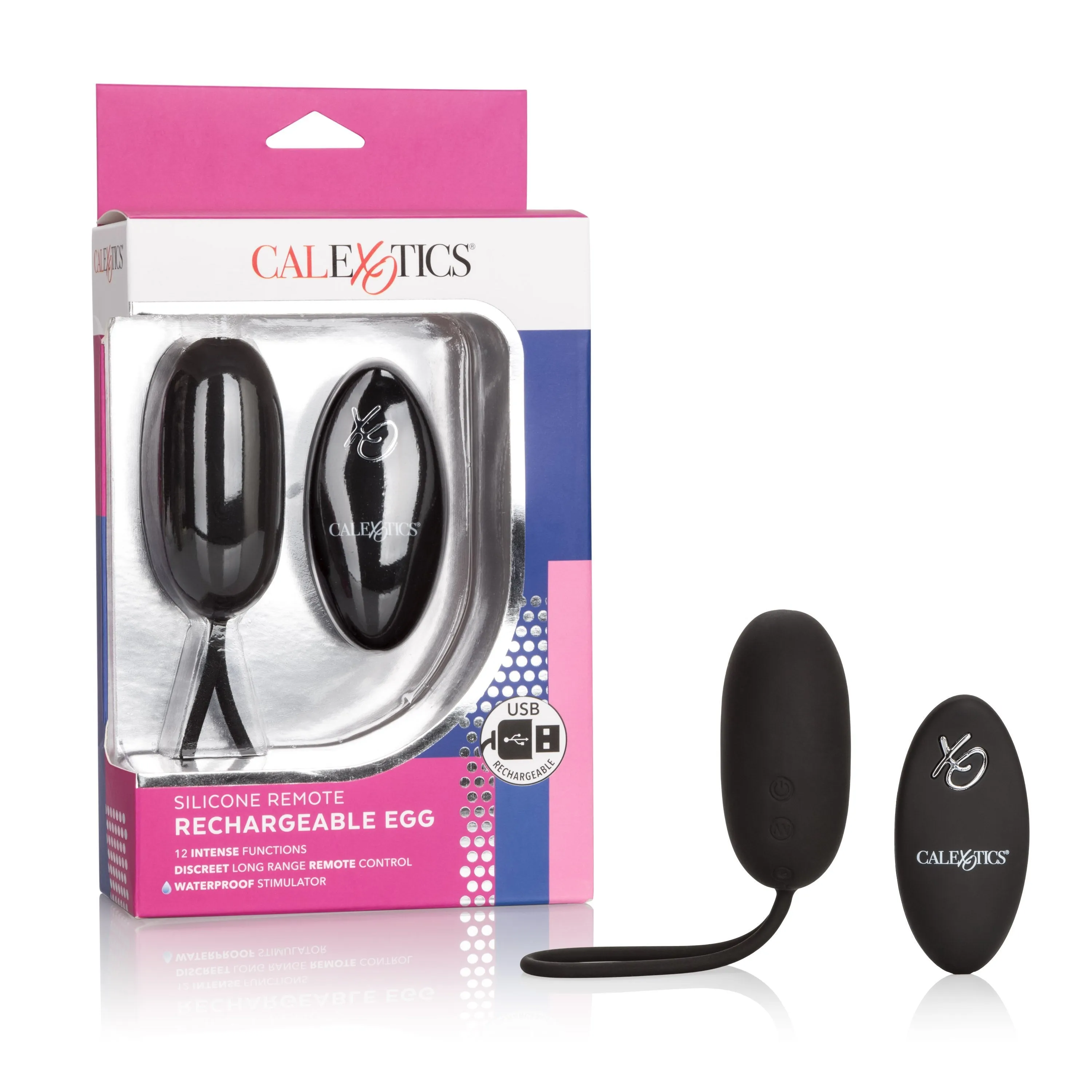 California Exotics - Silicone Remote Rechargeable Egg Vibrator (Black)
