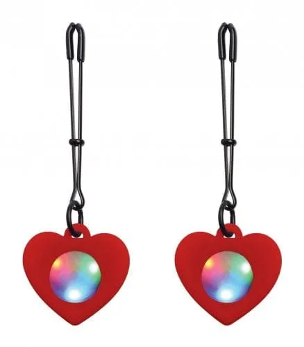 Charmed Silicone Light Up Heart Tweezer Nipple Clamps