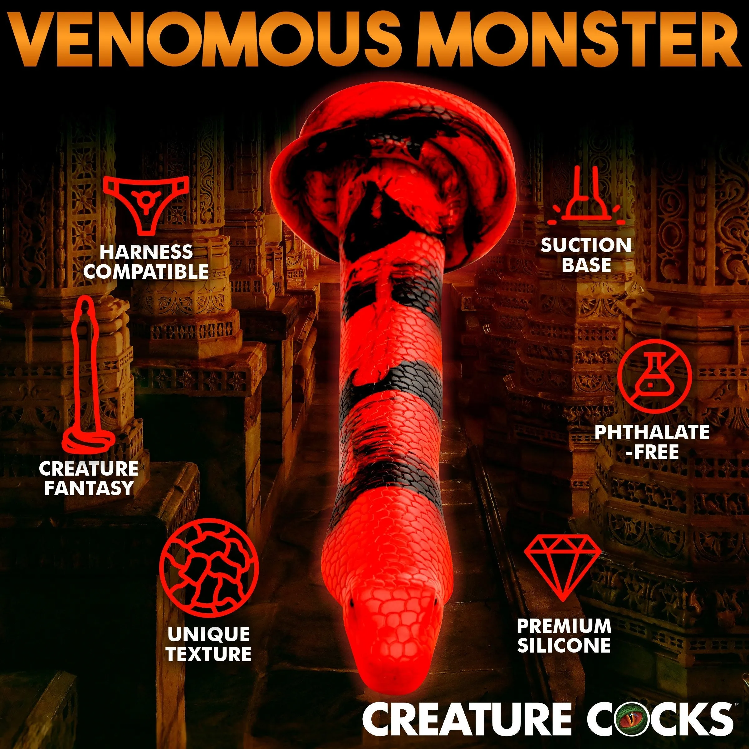 Creature Cocks King Cobra 14 Large Silicone Dong Snake Dildo Anal Sex Toy