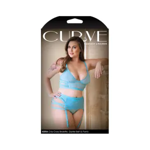 Curve Kiera Criss Cross Bralette. Garter Belt. And Panty 1x/2x
