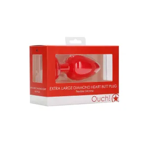 Diamond Heart Butt Plug - XL - Red