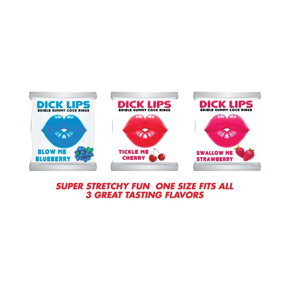 Dicklips Gummy Cock Rings (Singles) 3 Assorted Flavors 21pcs/Display
