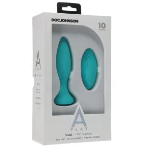 Doc Johnson A-Play Beginner Vibrating Silicone Teal Anal Plug with Remote