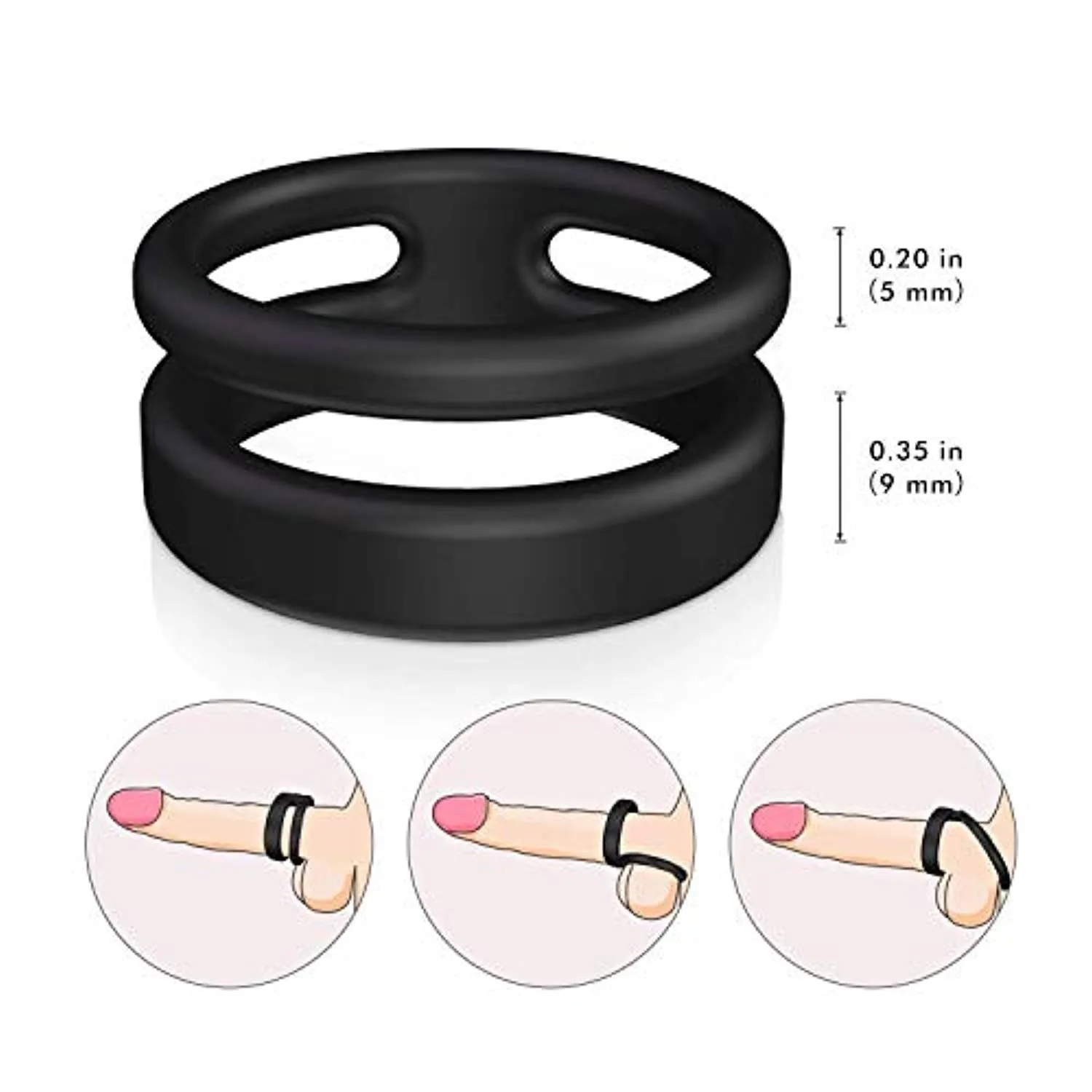 Dual Vibrating Penis Ring Silicone Vibrator Sex Toy For Men