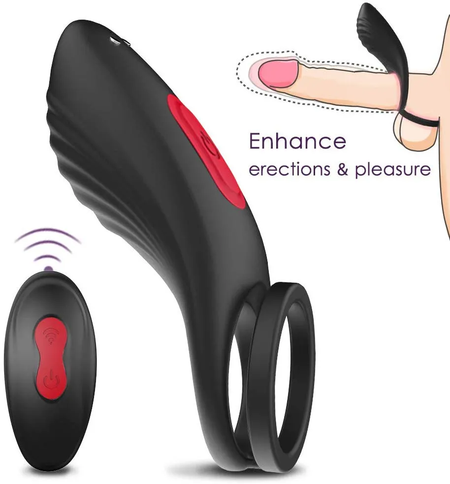 Dual Vibrating Penis Ring Silicone Vibrator Sex Toy For Men