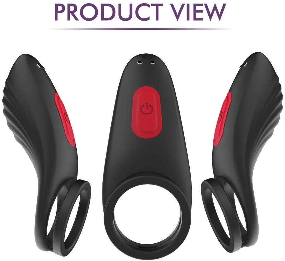 Dual Vibrating Penis Ring Silicone Vibrator Sex Toy For Men