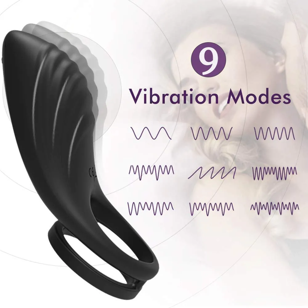 Dual Vibrating Penis Ring Silicone Vibrator Sex Toy For Men