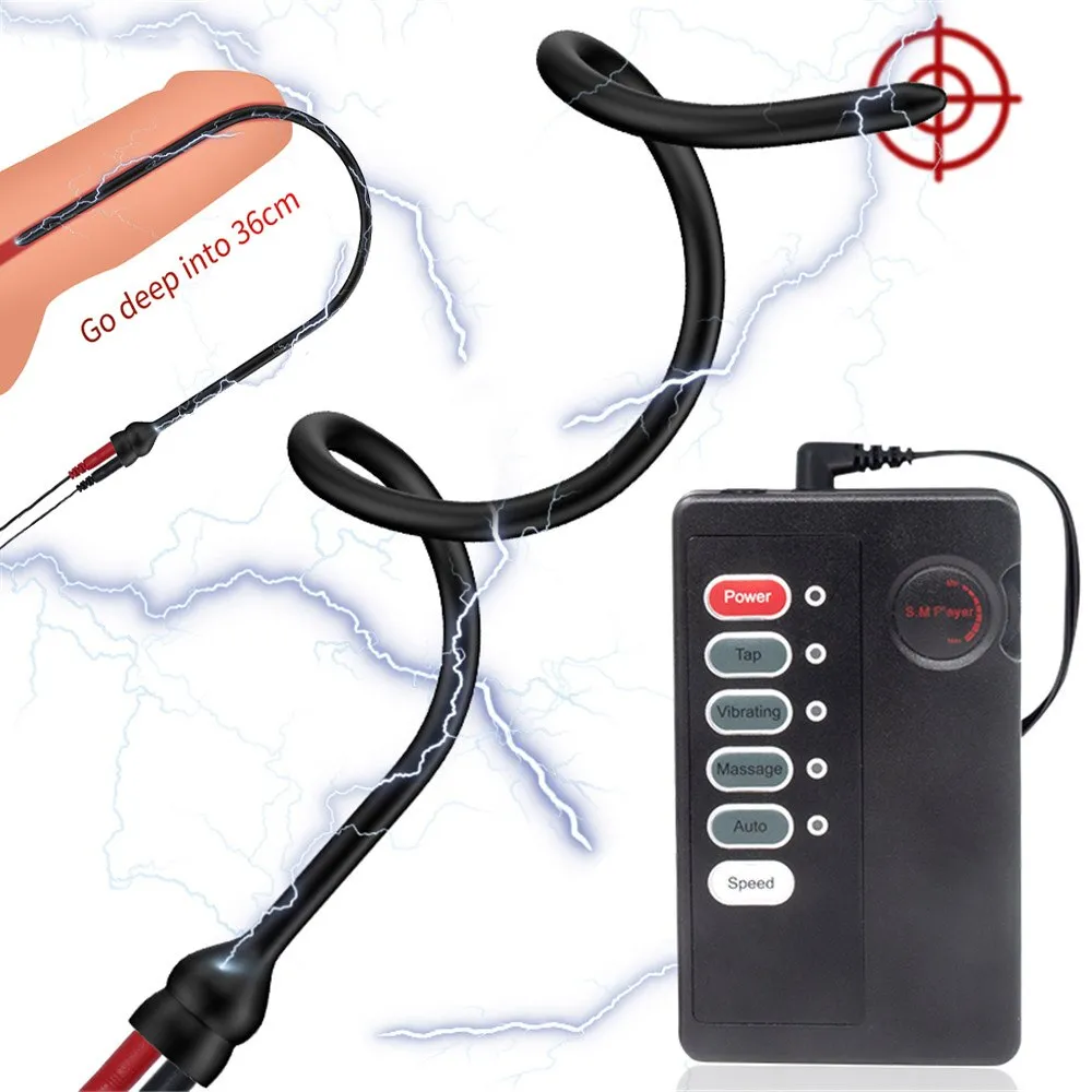 Electric Shock Urethral Sounding Penis Plug Stimulator Adult Sex Toy