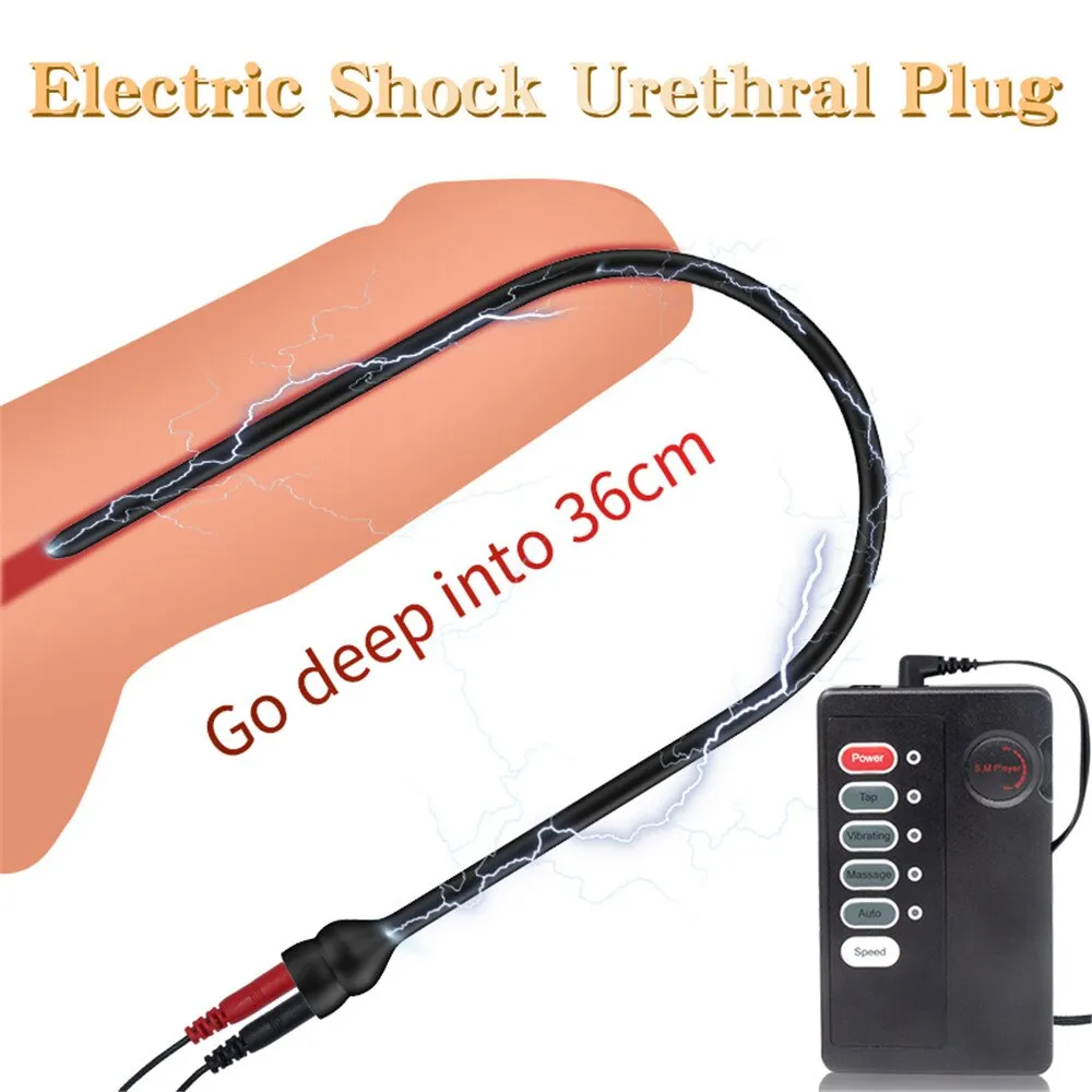 Electric Shock Urethral Sounding Penis Plug Stimulator Adult Sex Toy
