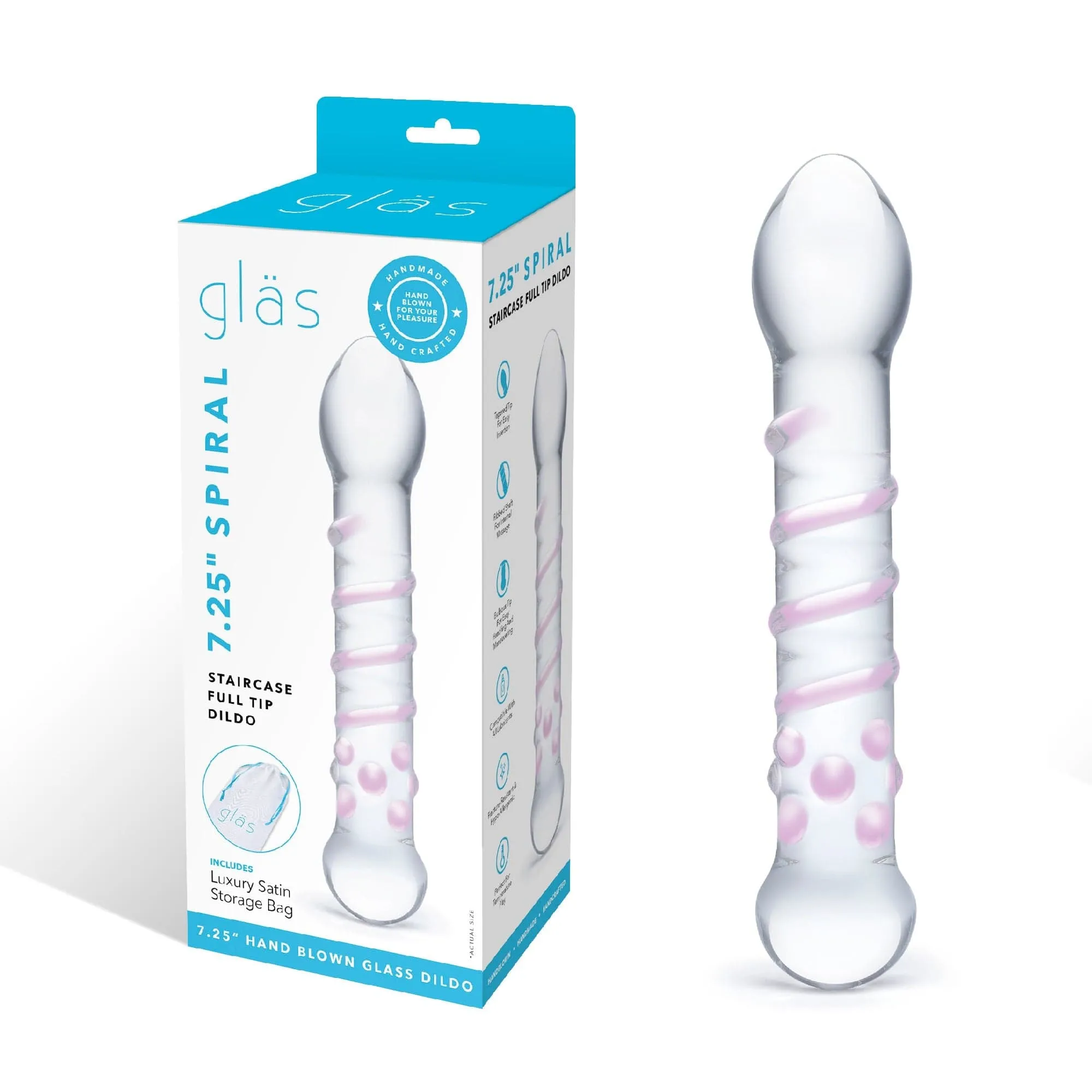 Glas - Spiral Staircase Full Tip Glass Dildo 7.25 (Clear)