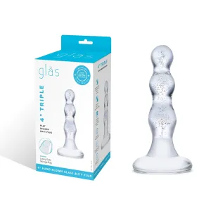 Glas - Triple Play Beaded Butt Plug 4 (Clear)