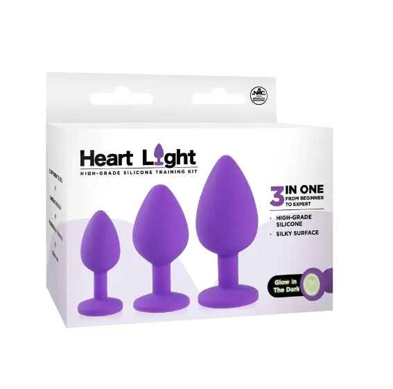 HEART LIGHT SILICONE ANAL TRAINING KIT - PURPLE