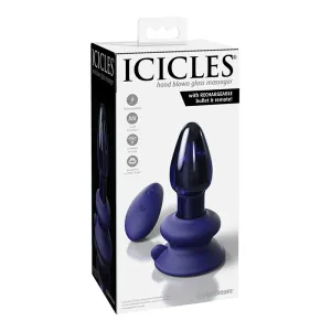 Icicles No. 85 Rechargeable Remote-Controlled Vibrating Anal Plug With Suction Cup Blue