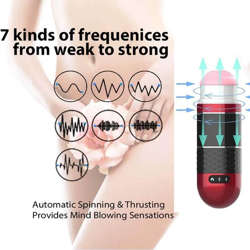 Interactive Pocket Pussy Male Masturbator VR Vibrating Thrusting Heating