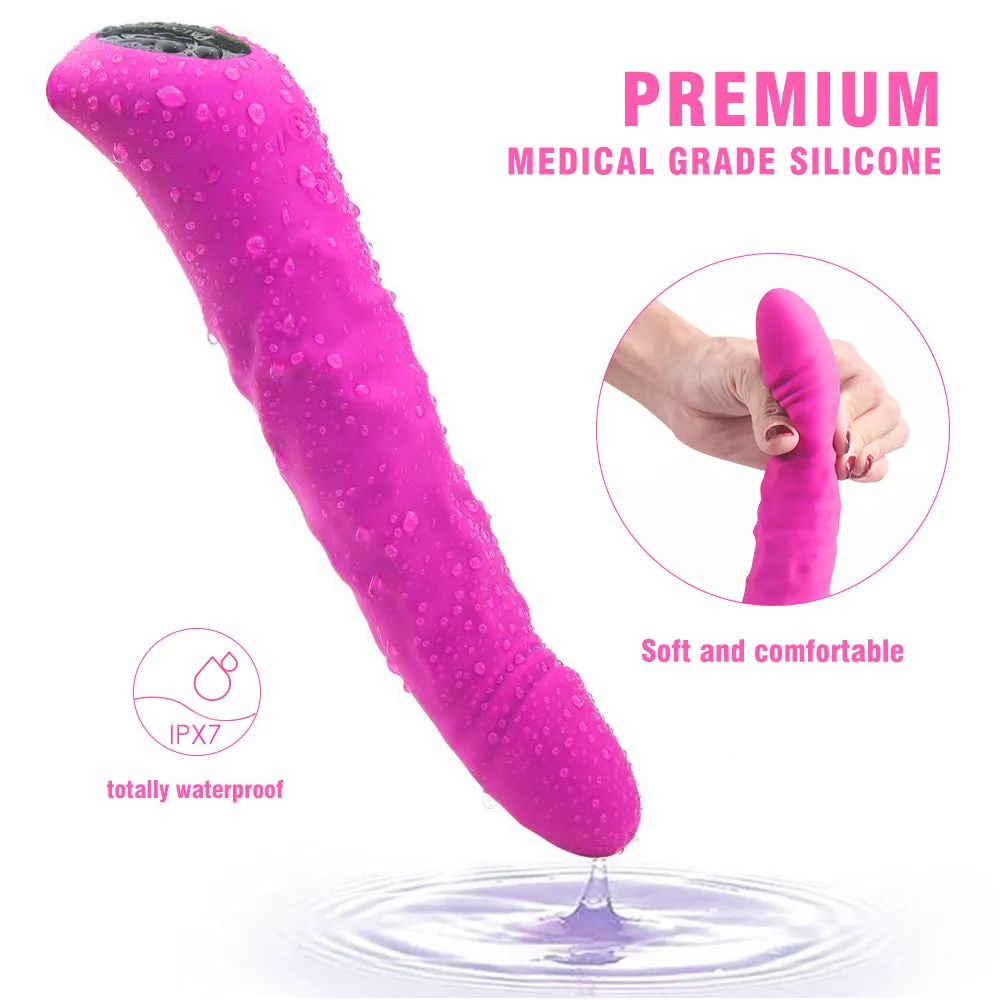 Kings Veined ROTATING G Spot Vibrator Silicone Vibrating Dildo USB Sex Toy