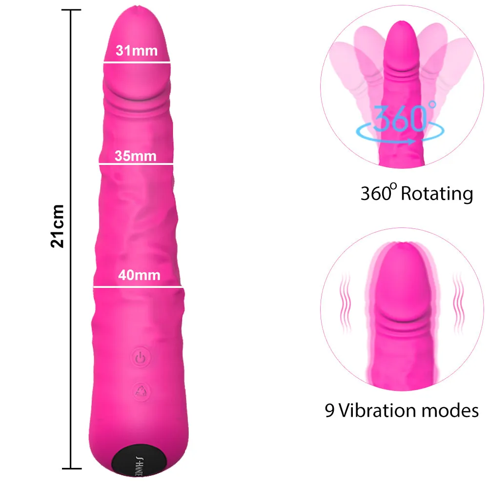 Kings Veined ROTATING G Spot Vibrator Silicone Vibrating Dildo USB Sex Toy