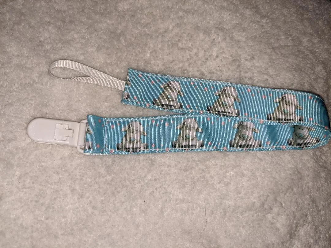 Lamb Hand Crafted Pacifier Dummy Clip - 10-12