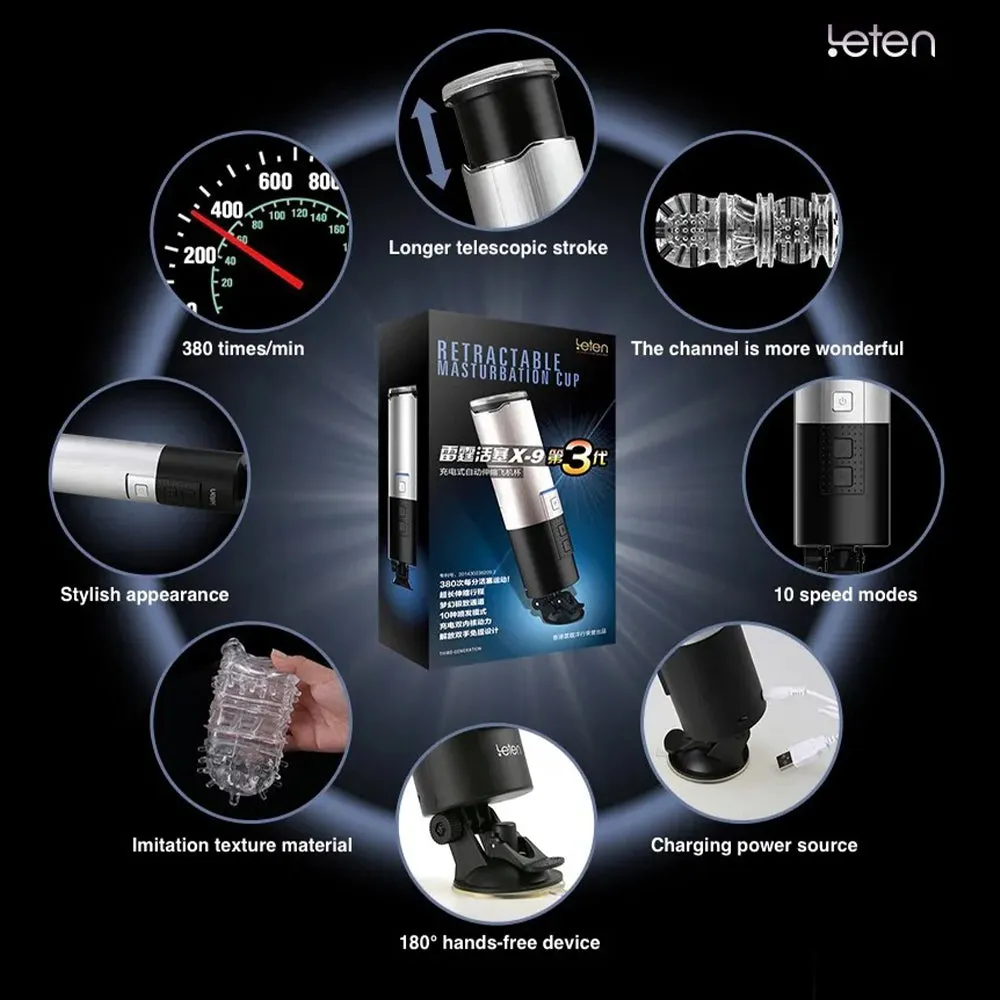 LETEN Piston X9 V3 AUTO Telescopic Thrusting Vibrating Male Masturbator Sex Toy