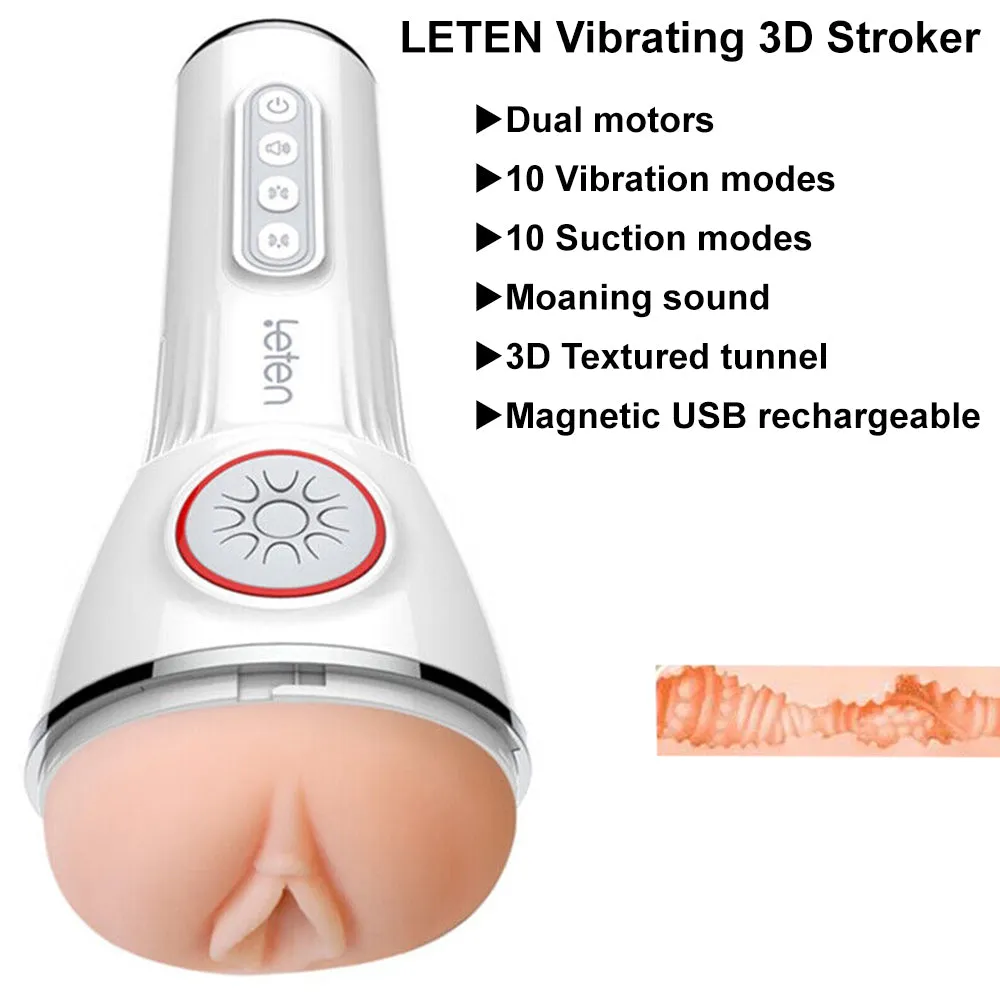 LETEN Sucking & Vibrating V4 AUTO 3D Male Masturbator Pocket Pussy Sex Toy