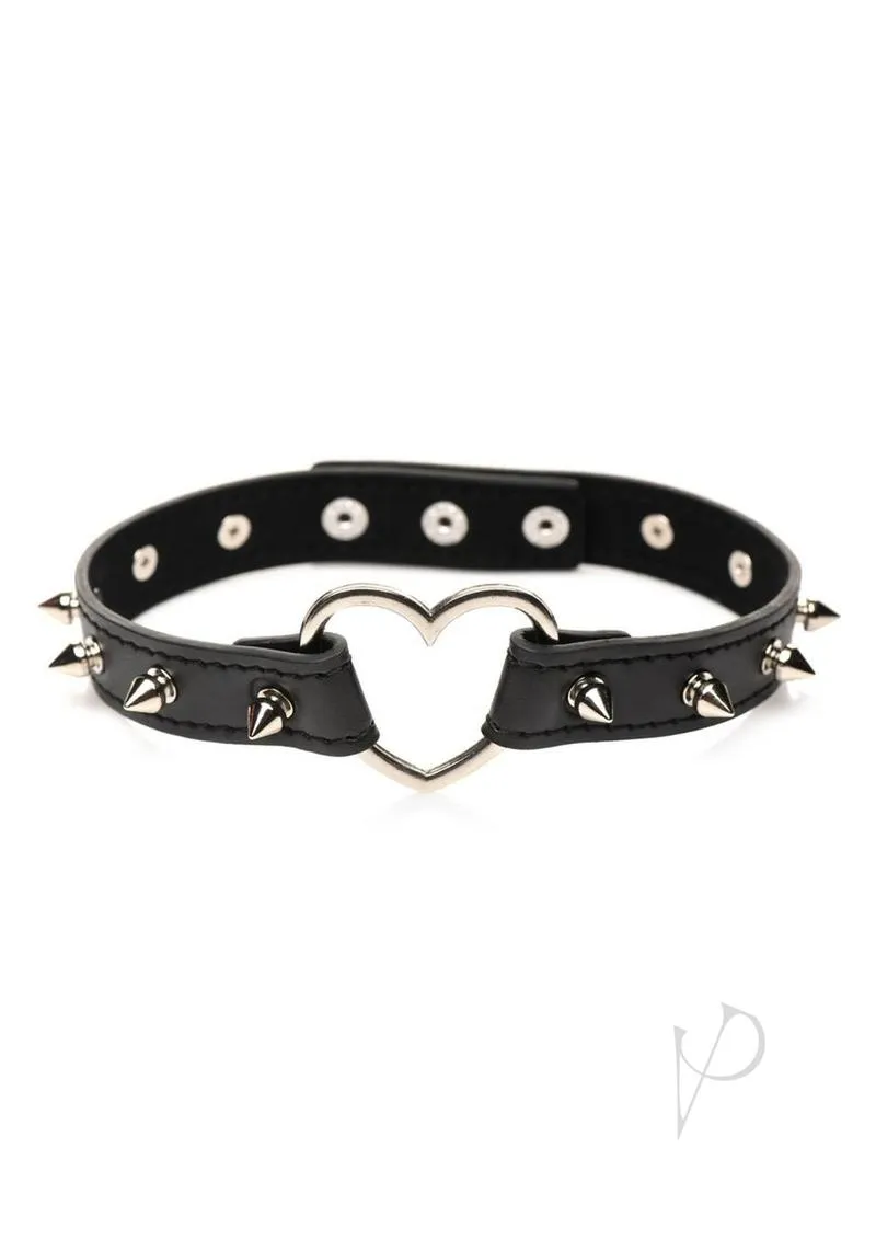 Ms Spiked Heart Choker Blk